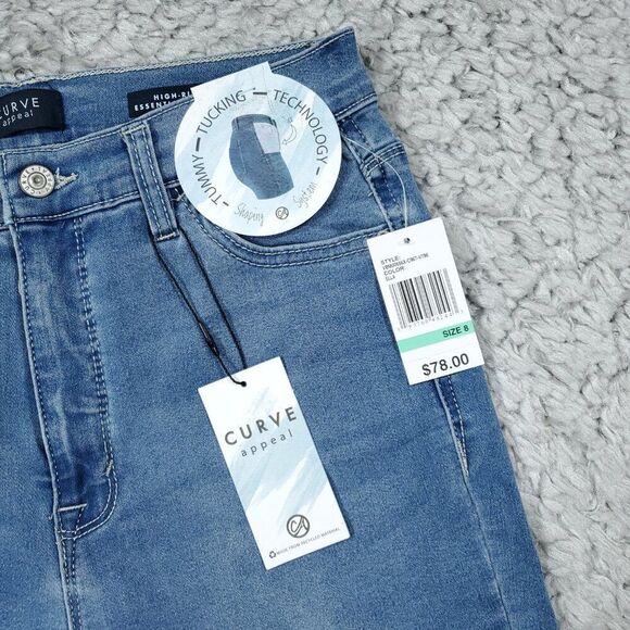 Curve Appeal High Rise Essential Skinny Jeans Stretch Medium Wash Blue Size 8 29 - Picture 4 of 8